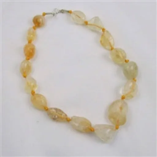 Big Graduating Citrine Beaded Necklace Pastel Yellow