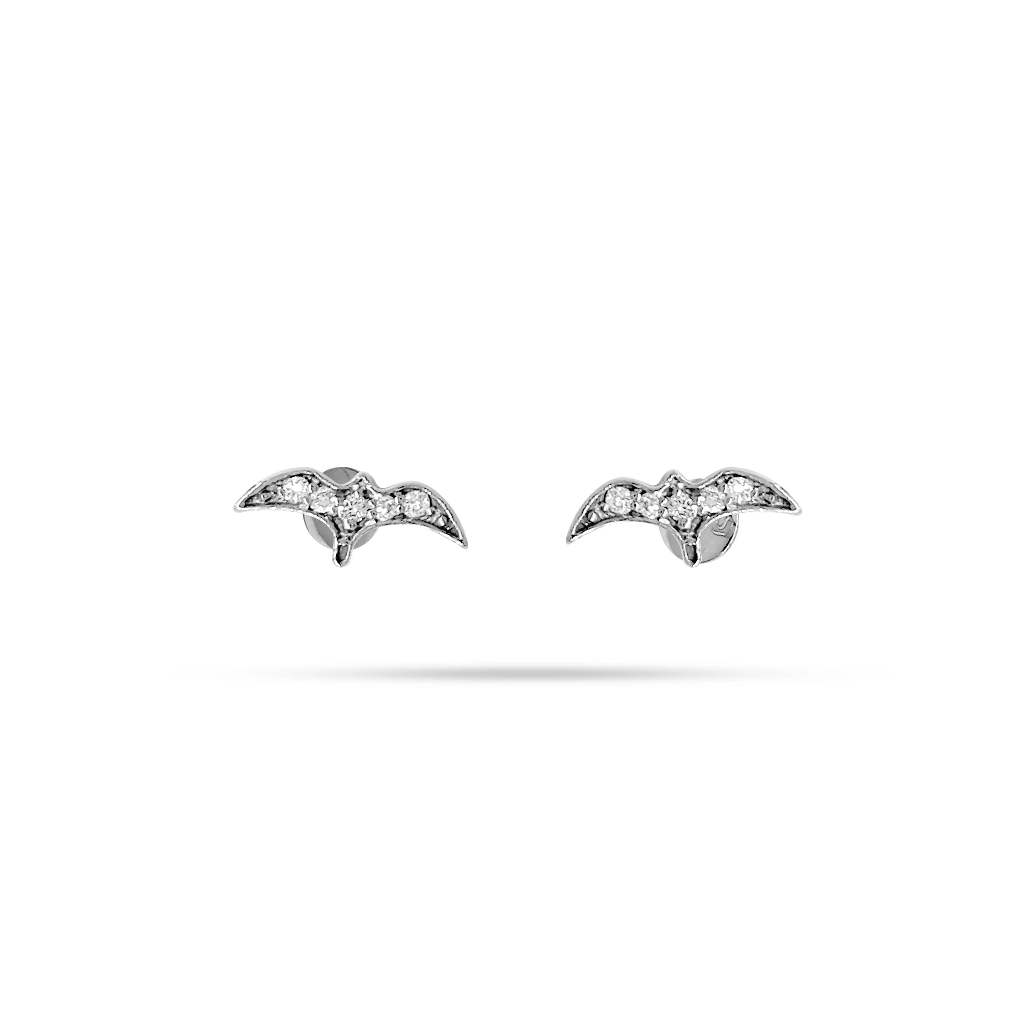 Bird Round Diamond Stud Earrings