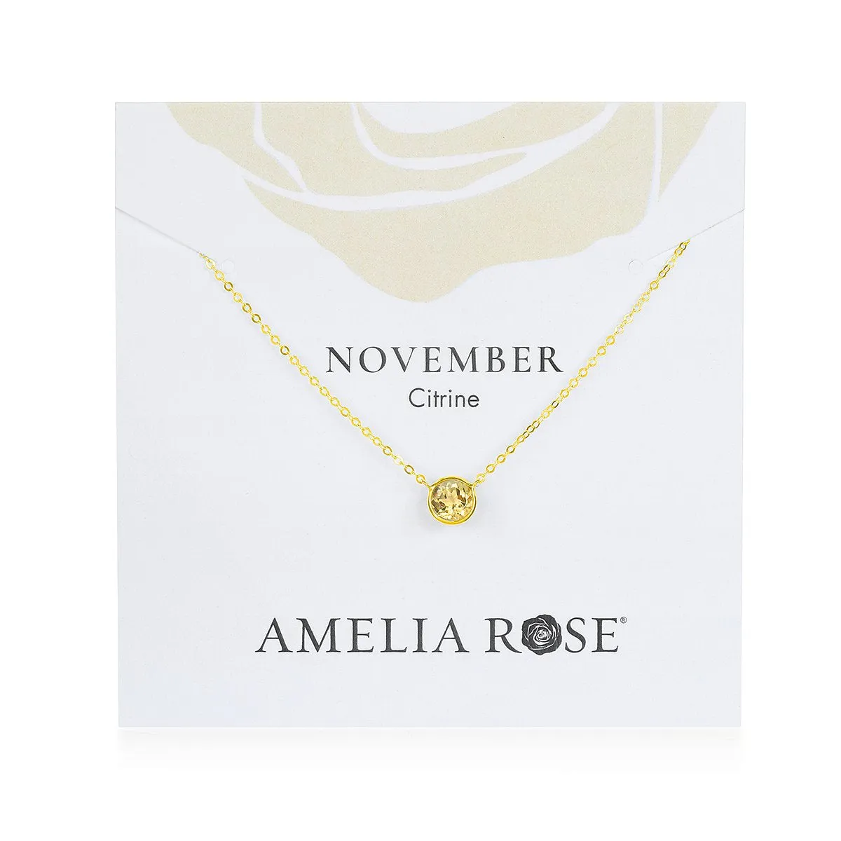 Birthstone Solitaire Necklace-November Citrine