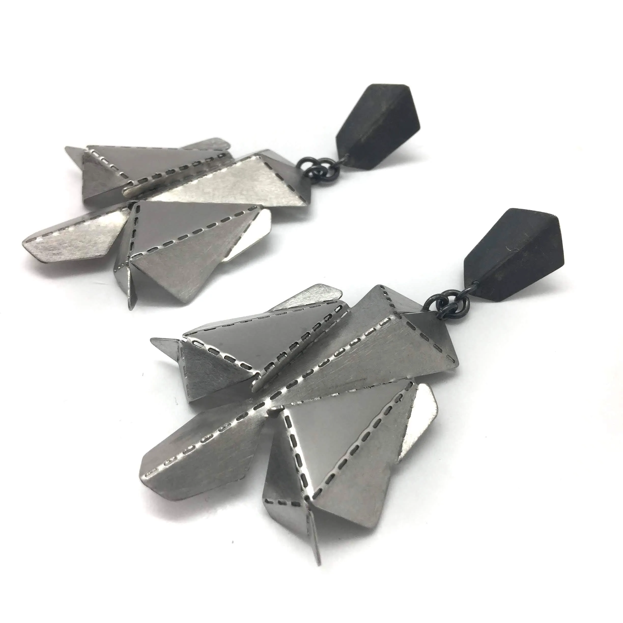 Black and Steel Origami Earrings