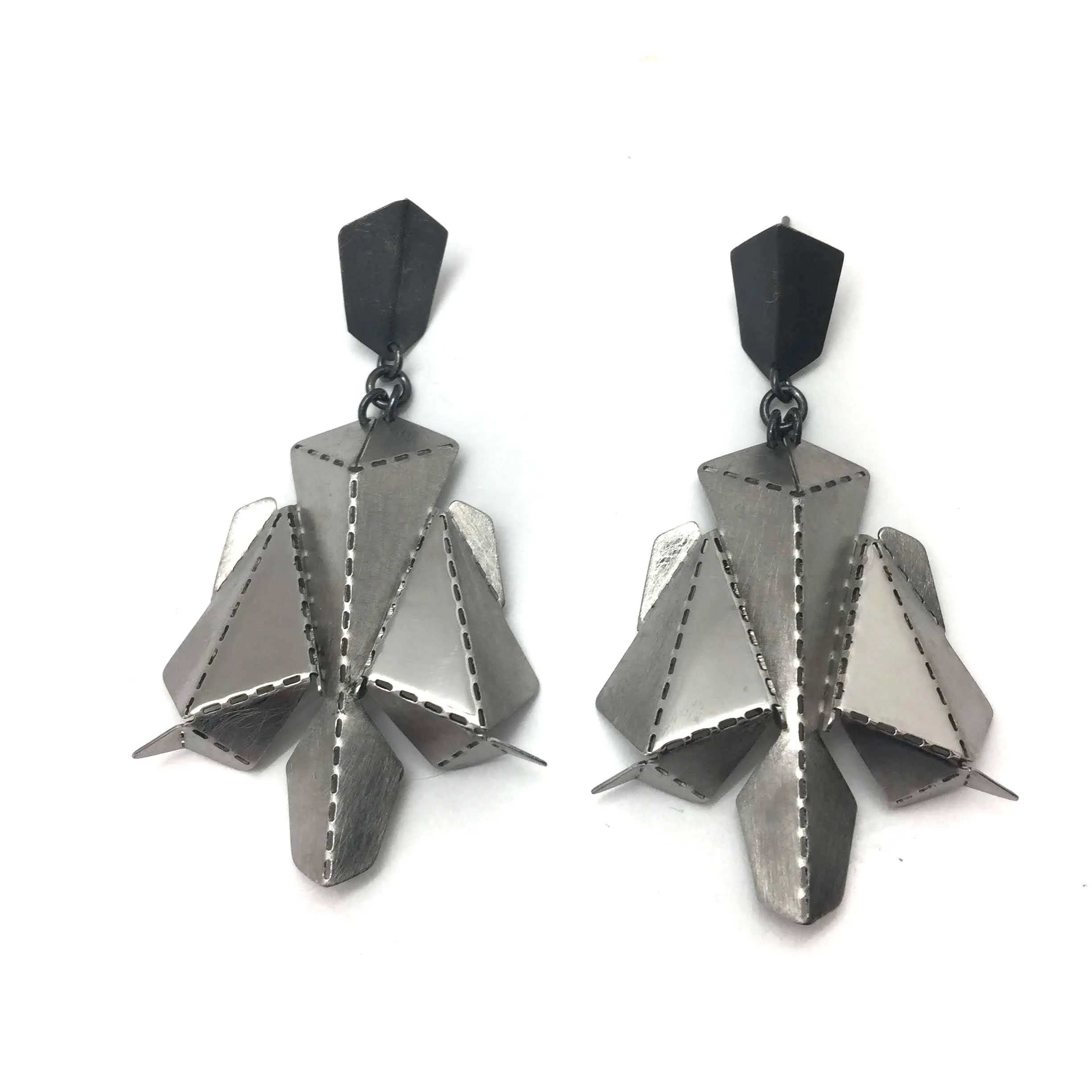 Black and Steel Origami Earrings