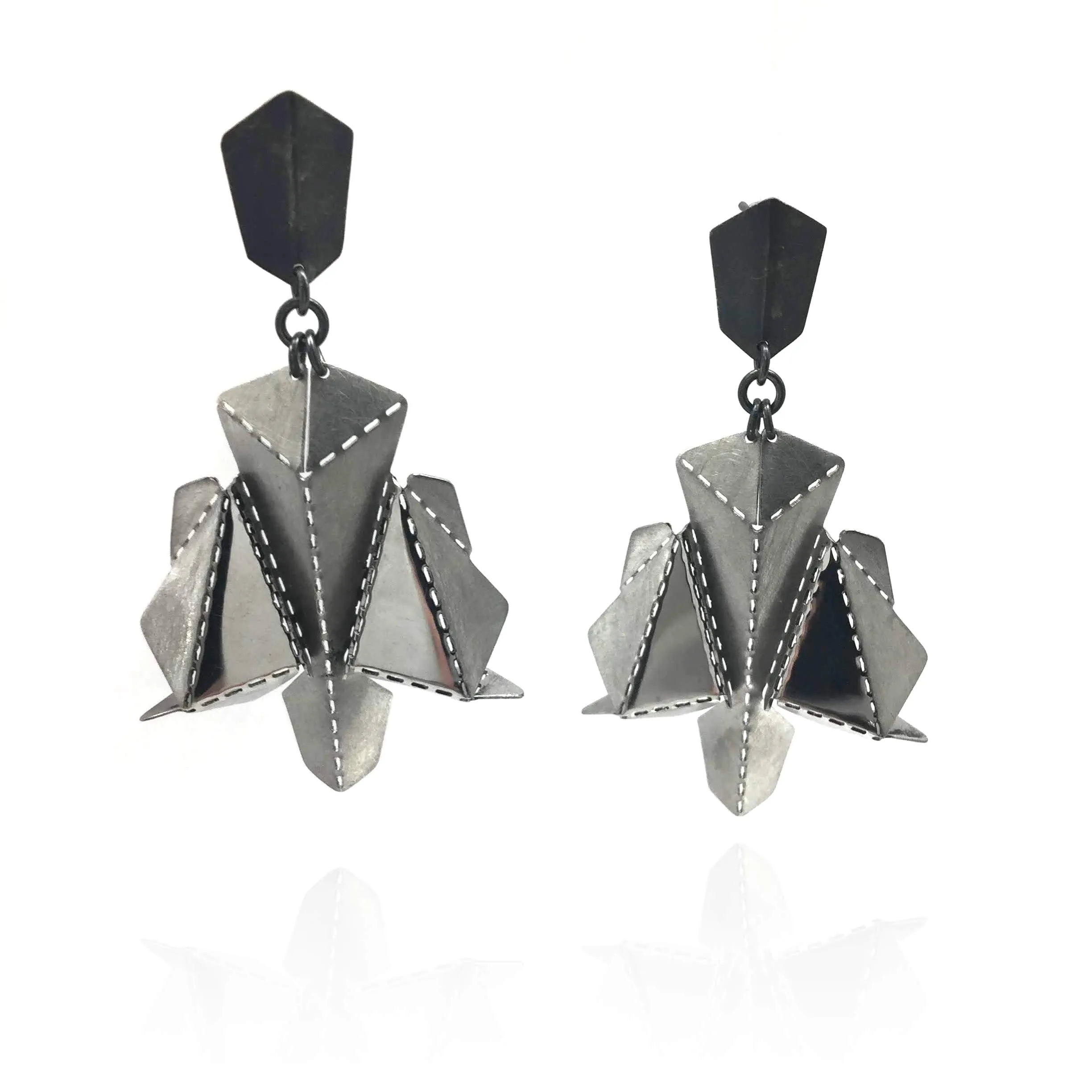 Black and Steel Origami Earrings