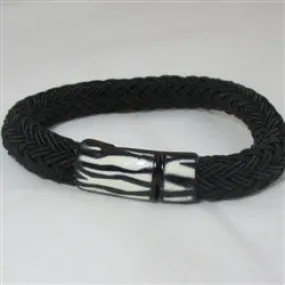 Black Nylon Braided Cord Bracelet Zebra Clasp Focus