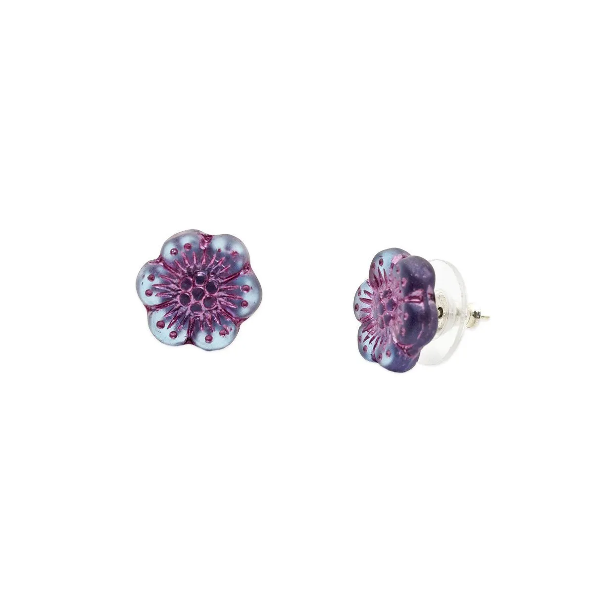 Black Wild Rose Flower Stud Earrings