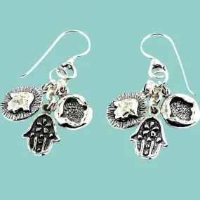 Bluenoemi Israeli Jewelry Designers Jewels for Woman in Silver. Hamsa earrings.