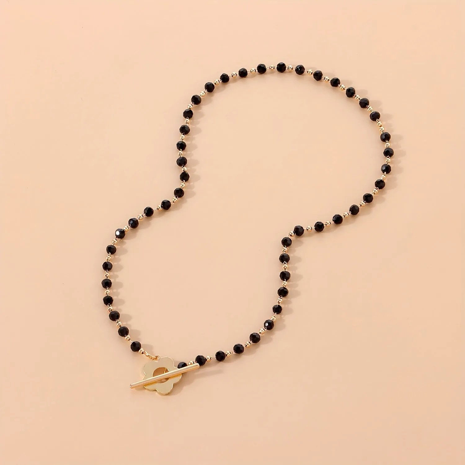 Bohemian Elegant Choker Necklace with Black Crystal Beads