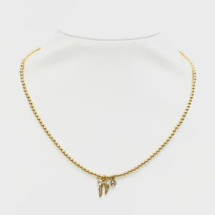 Bow   Solitaire Charm Bead Choker | 14K Gold Filled