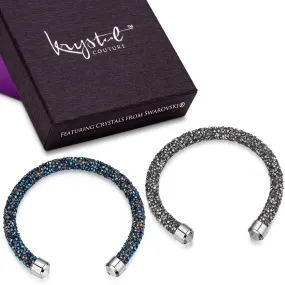 Boxed 2 Pairs Ignite Crystals Bangle Set Embellished with SWAROVSKI crystals