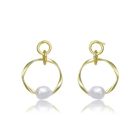 Brigitte Double Golden Ribbon Pearl Earrings