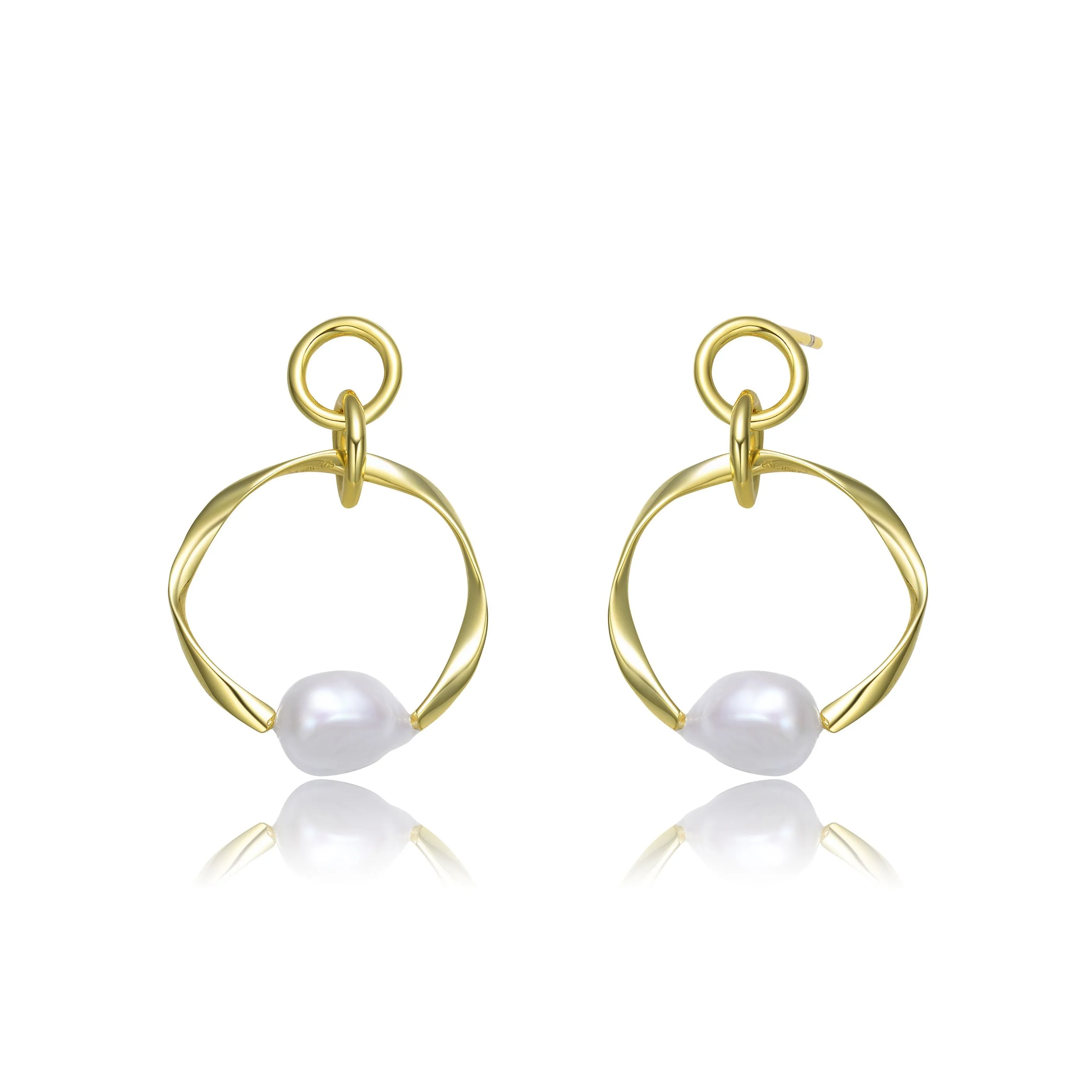 Brigitte Double Golden Ribbon Pearl Earrings