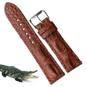 Brown Hornback Alligator Leather Watch Band | Crocodile Quick Release Replacement Wristwatch Strap | DH-38