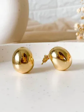 C Shaped Stud Earrings Gold