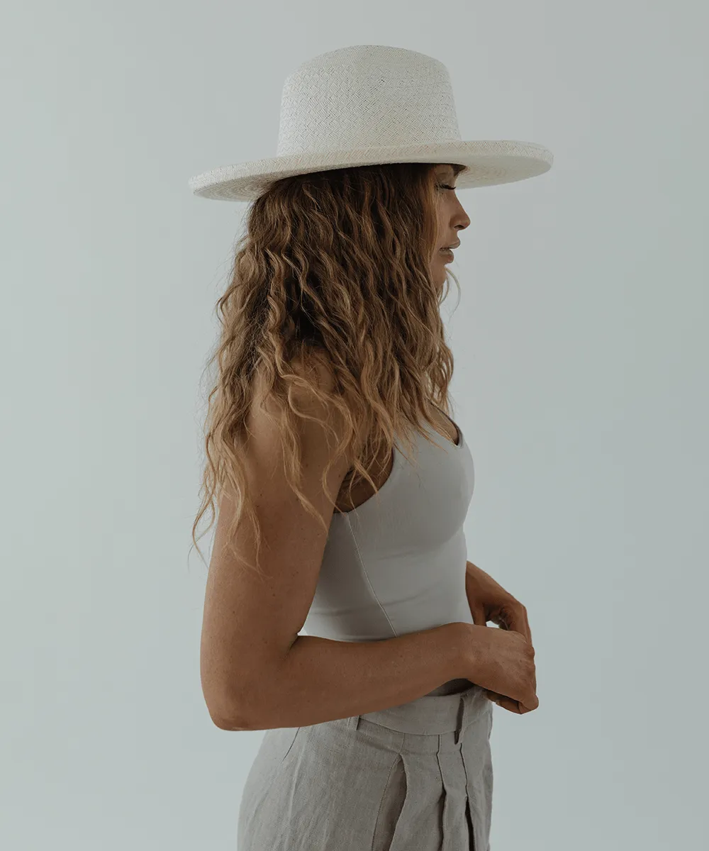 Cara Loren Pencil Brim Straw: Size S/M 57 / White