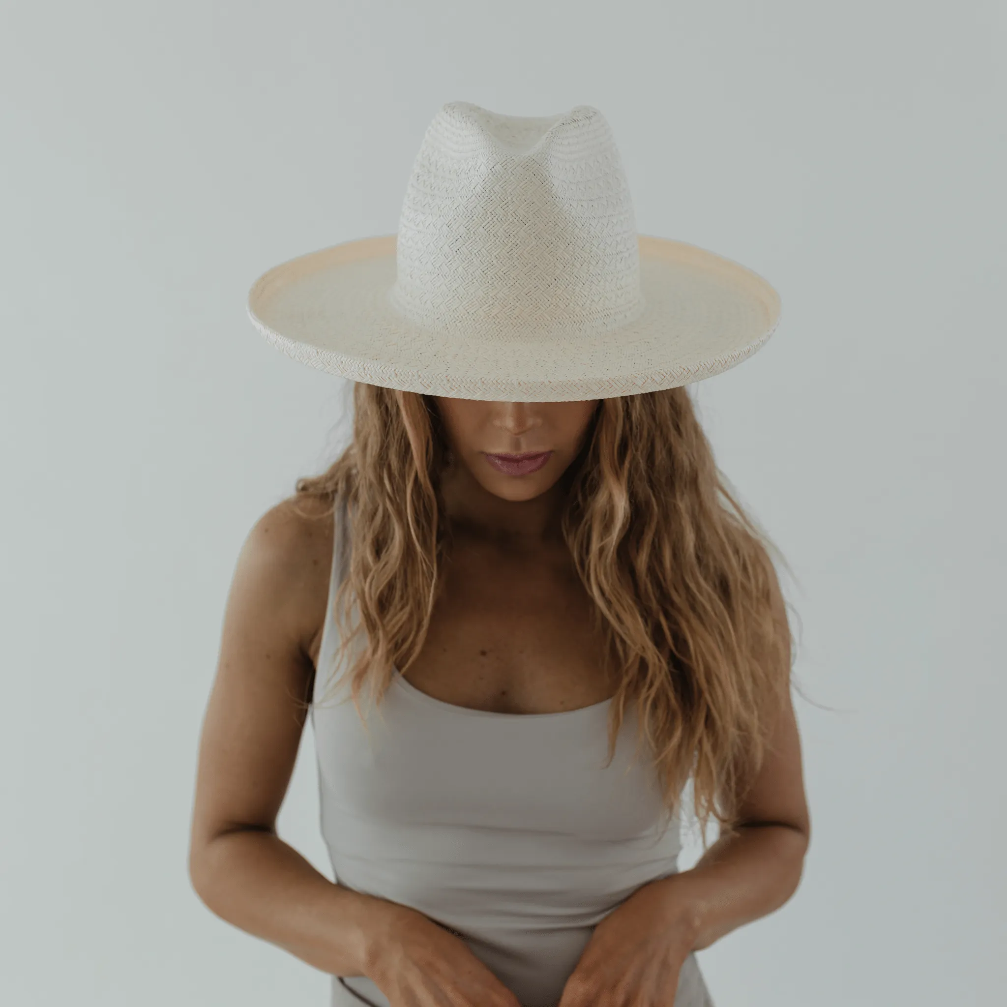 Cara Loren Pencil Brim Straw: Size S/M 57 / White