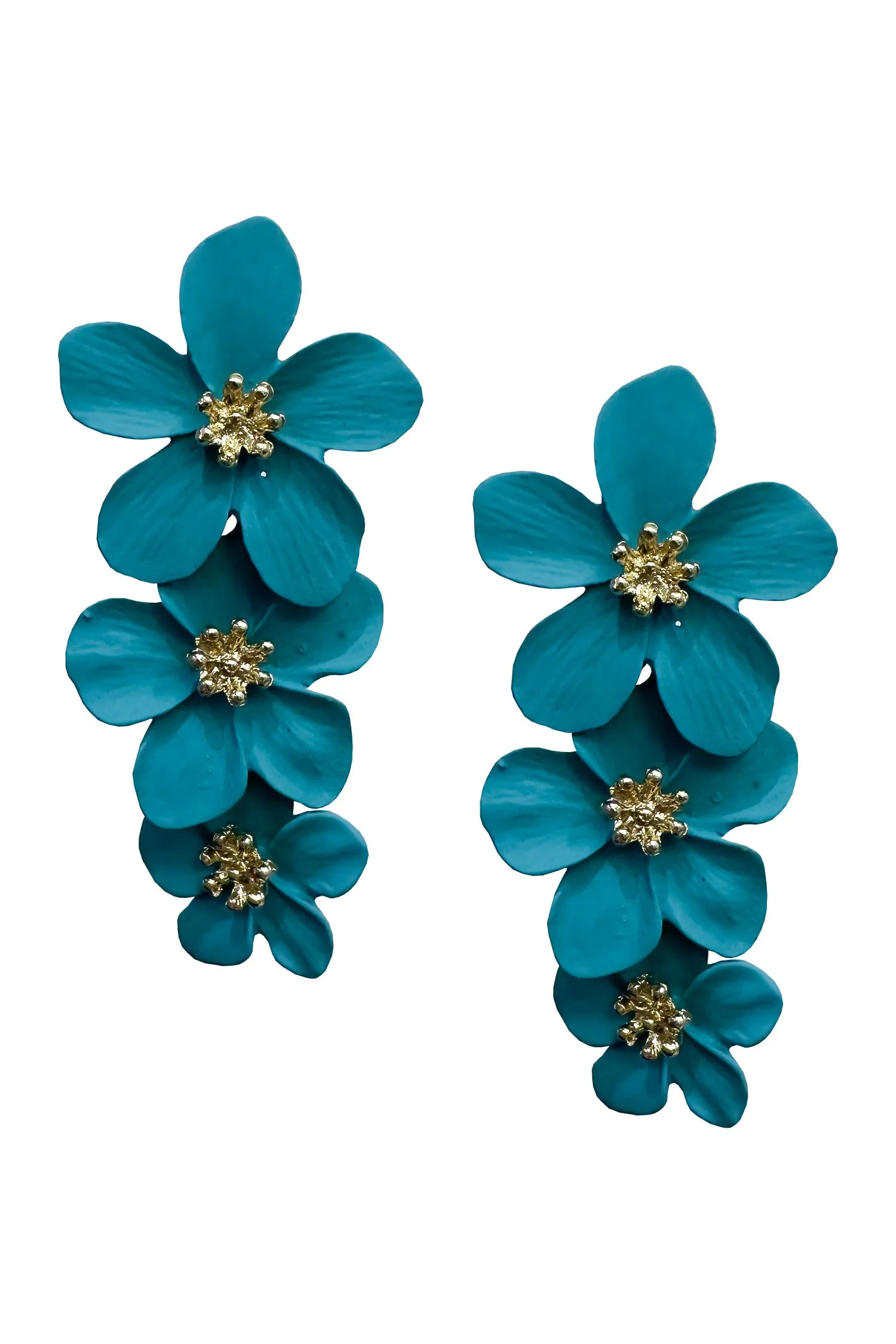 Carola Teal Flower Earrings