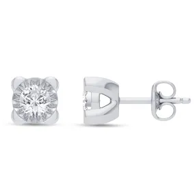 Celebration Sterling Silver Round Cut 1 Carat tw Lab Grown Diamond Stud Earrings