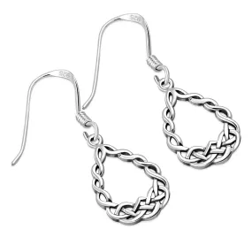 Celtic Drop Shape Silver Earrings