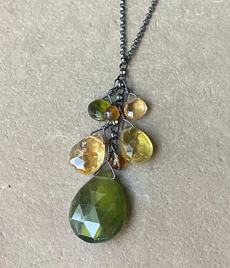 Changing Leaves Cluster Necklace