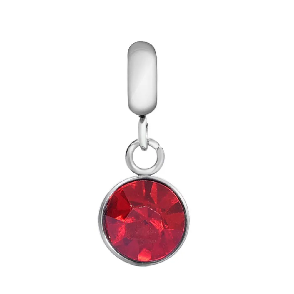 Children's 'July Birthstone' Ruby Coloured Crystal Drop Charm