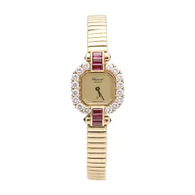 Chopard 18K Yellow Gold Ruby & Diamond Bezel (Preowned)(NEEDS SERVICE)(SOLD AS IS)