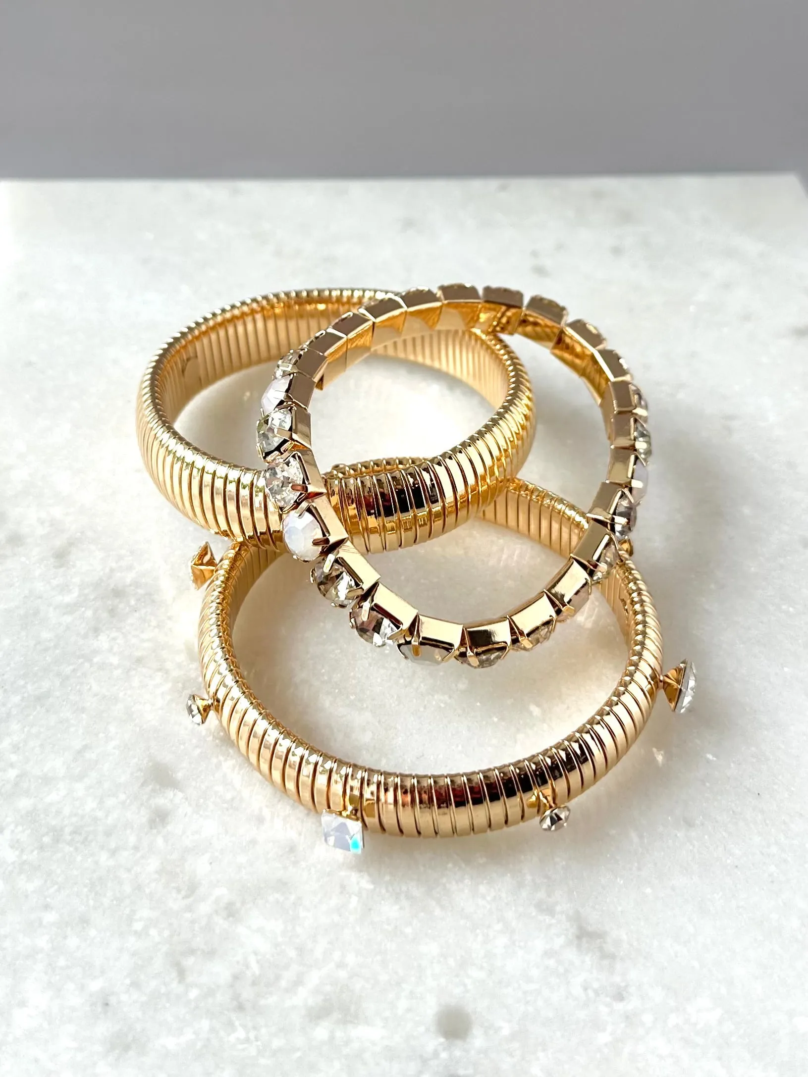 Chunky Gold Flex Bangle Set