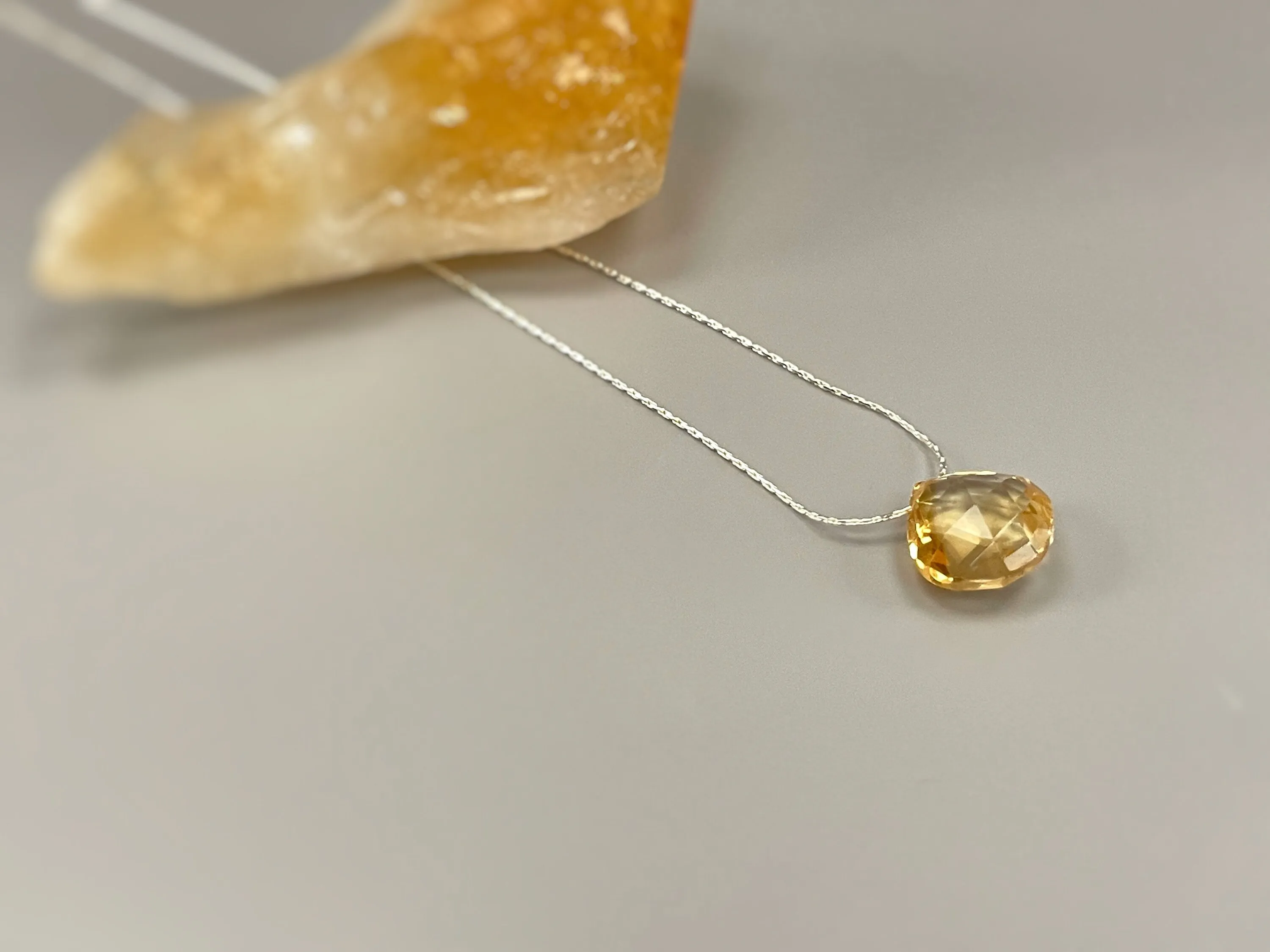 Citrine Necklace Sterling Silver, 14k gold fill