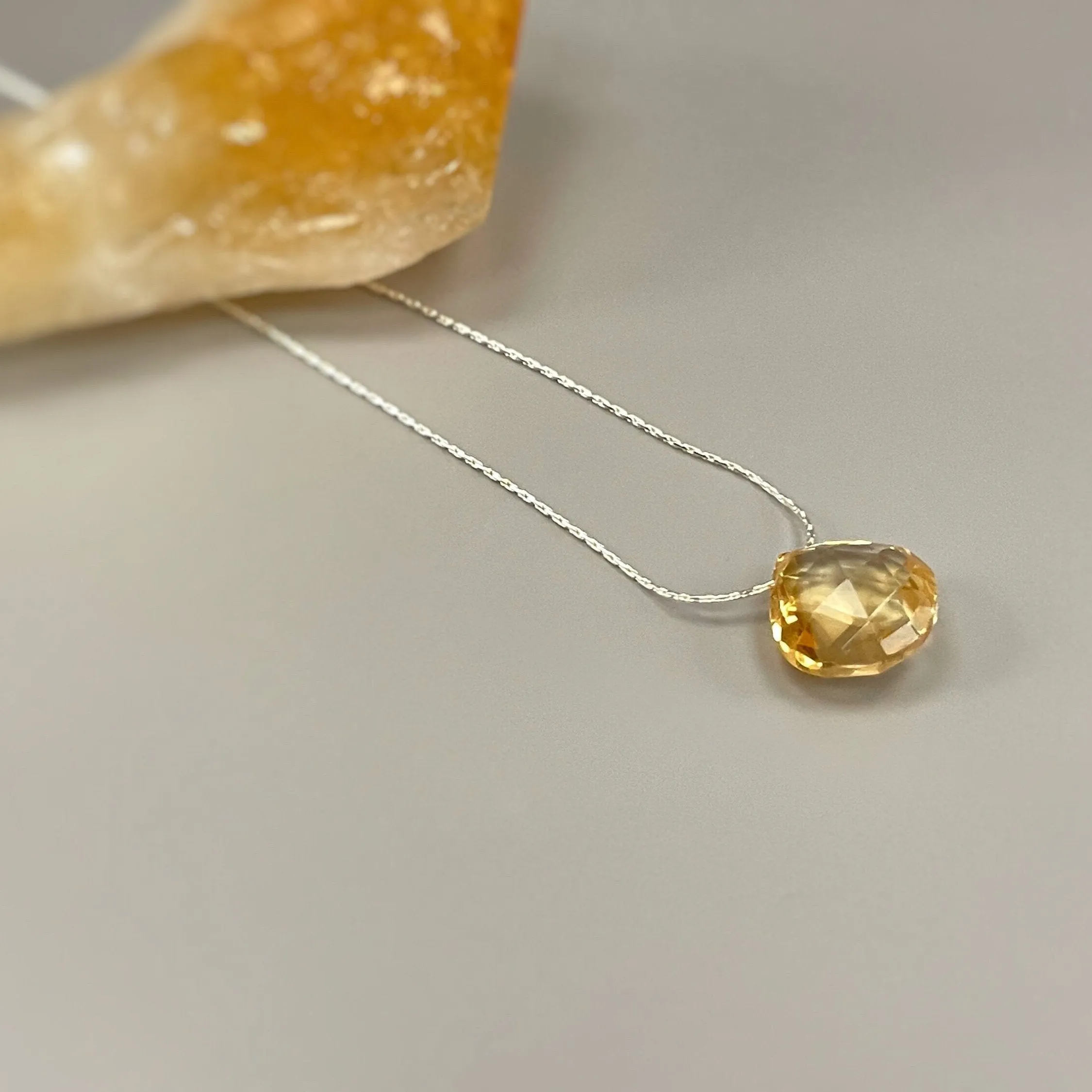 Citrine Necklace Sterling Silver, 14k gold fill