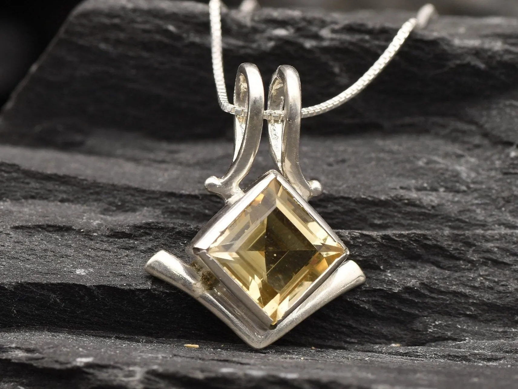 Citrine Pendant - Yellow Stone Necklace - November Birthstone Necklace