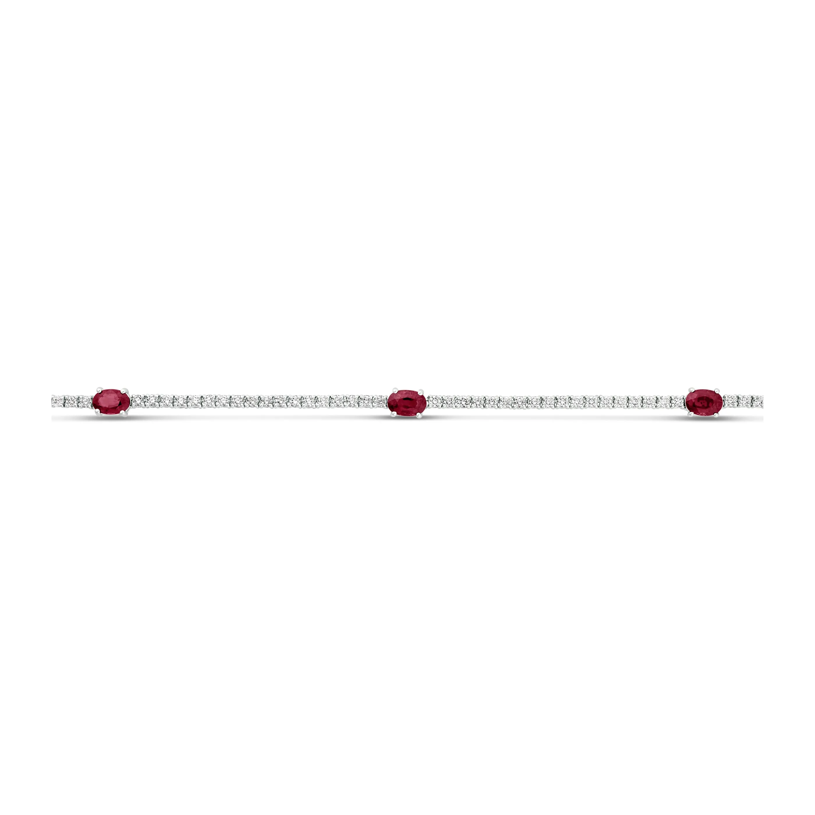 Classic Tennis Necklace with Ruby Gemstones | White Gold