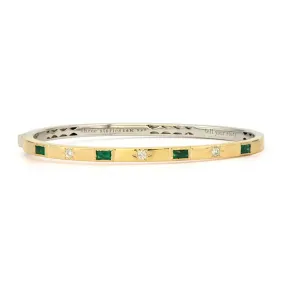 Classic Two-toned Emerald And Diamond Bangle