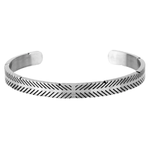 Classy Men Silver Stainless Steel Cuff Bracelet