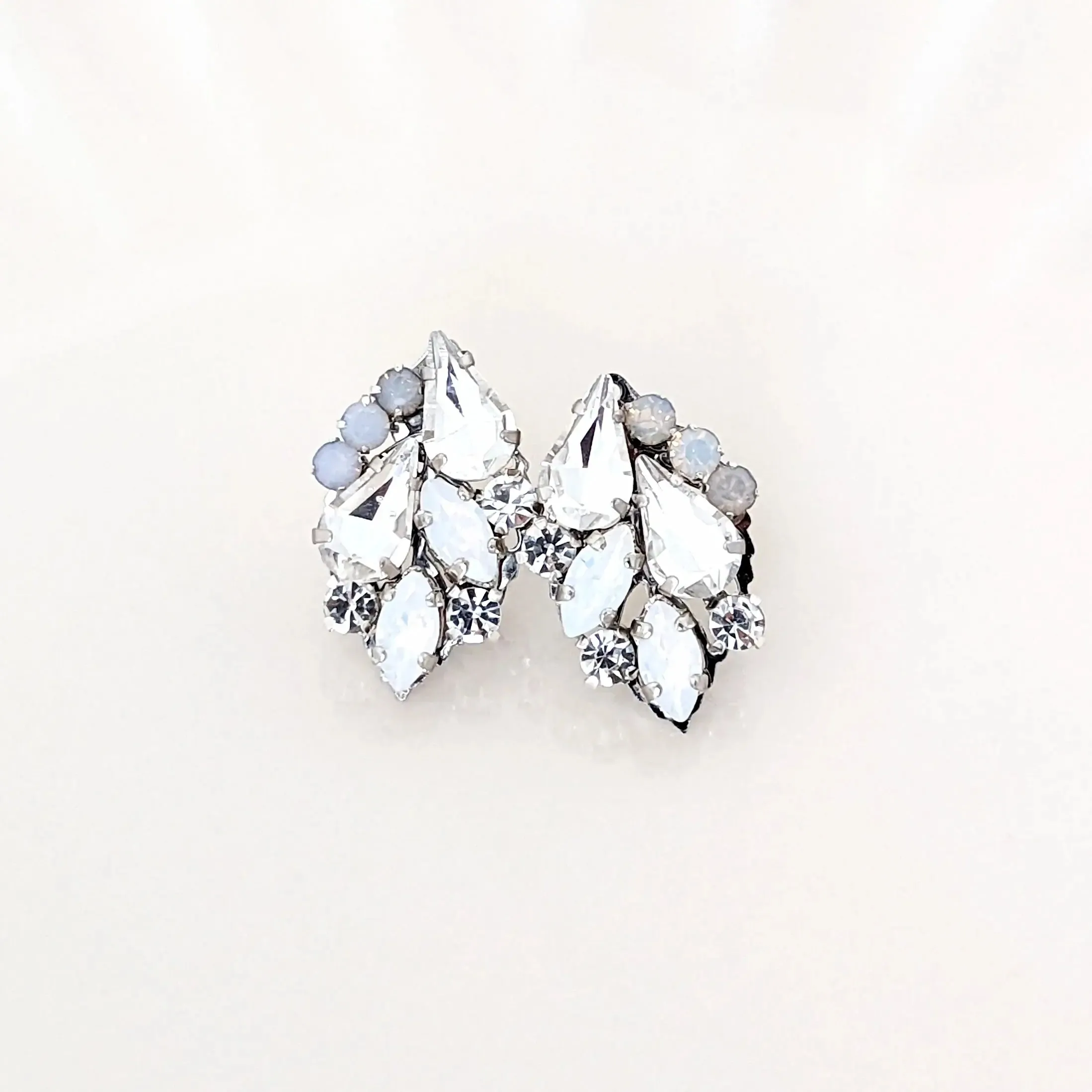 Cluster White Opal Studs Aiza