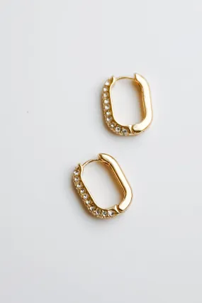 Cora Gold Rhinestone Oval Hoop Earrings