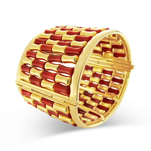 Coral & Gold Vezzaro Estate Bangle Bracelet