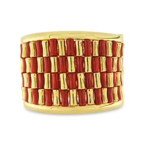 Coral & Gold Vezzaro Estate Bangle Bracelet