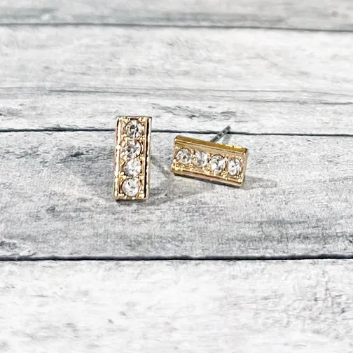 Crystal Bar Stud Earrings (GOLD OR SILVER)