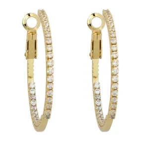 CRYSTAL GOLD HOOP EARRINGS