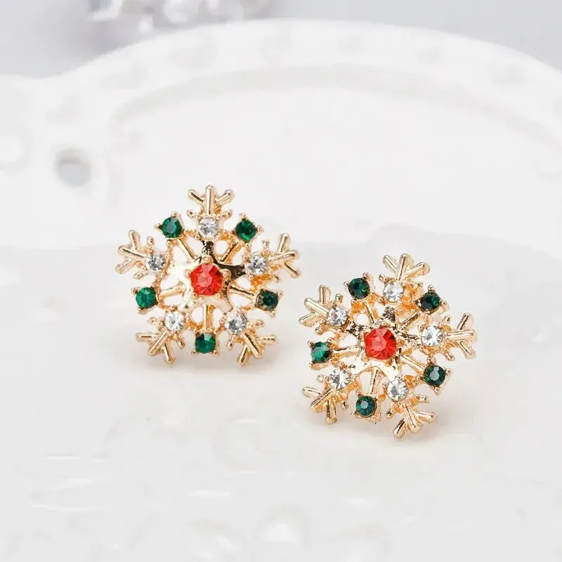 Crystal Snowflake Stud Earrings: Festive Fashion