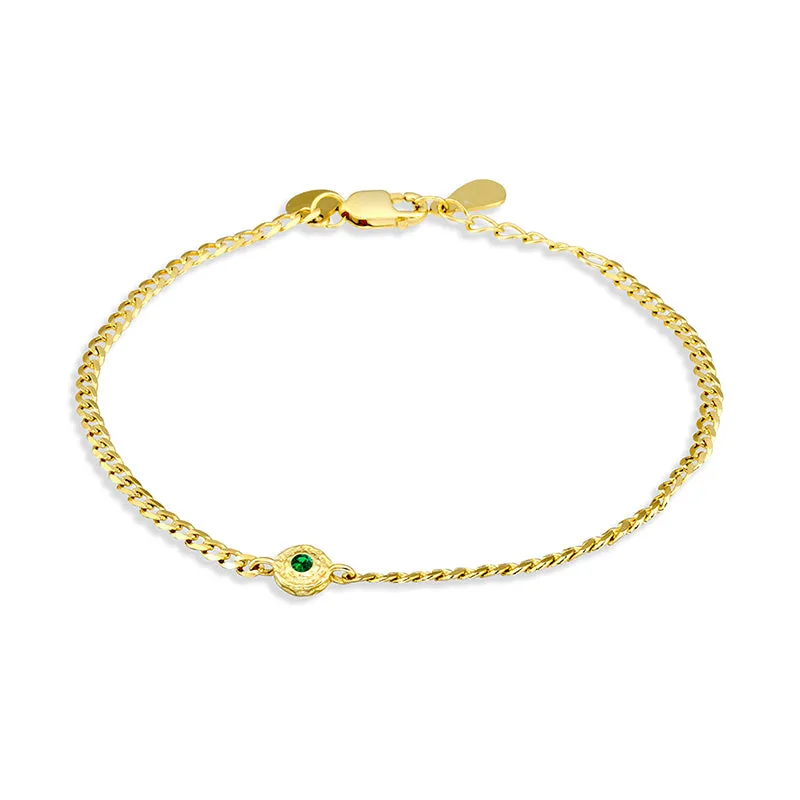 CURB BRACELET WITH EMERALD ZIRCONIA