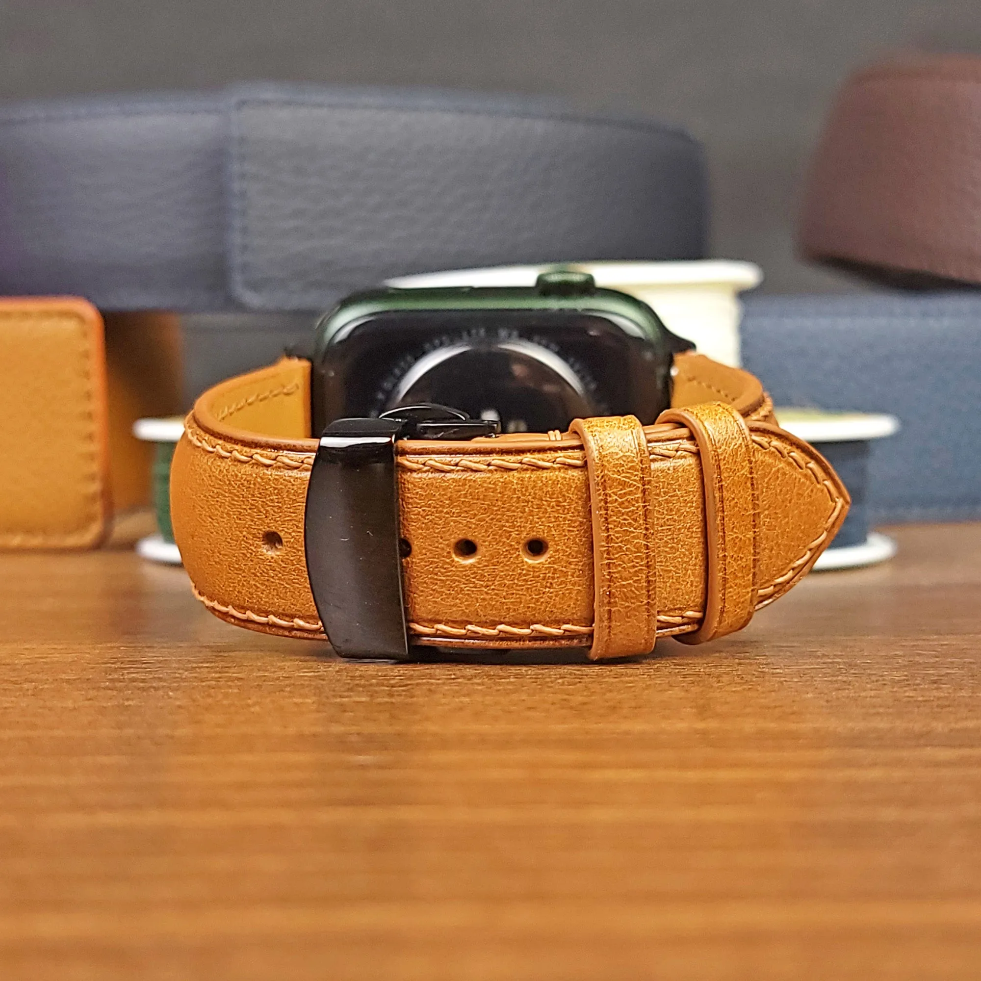 Custom Full Grain Yellow Vachetta Leather Apple Watch Bands