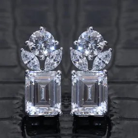 Cutest Fresh Style Stud Earrings -Crystal Cubic Zirconia-Fashion Earrings- High Quality Silver Color Jewelry