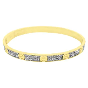 CZ Flathead 10K Gold Women's Bangle