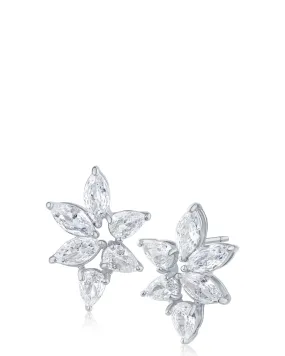 CZ Floral Cluster Earrings