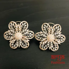 CZ Silver Victorian Designer Star Studs