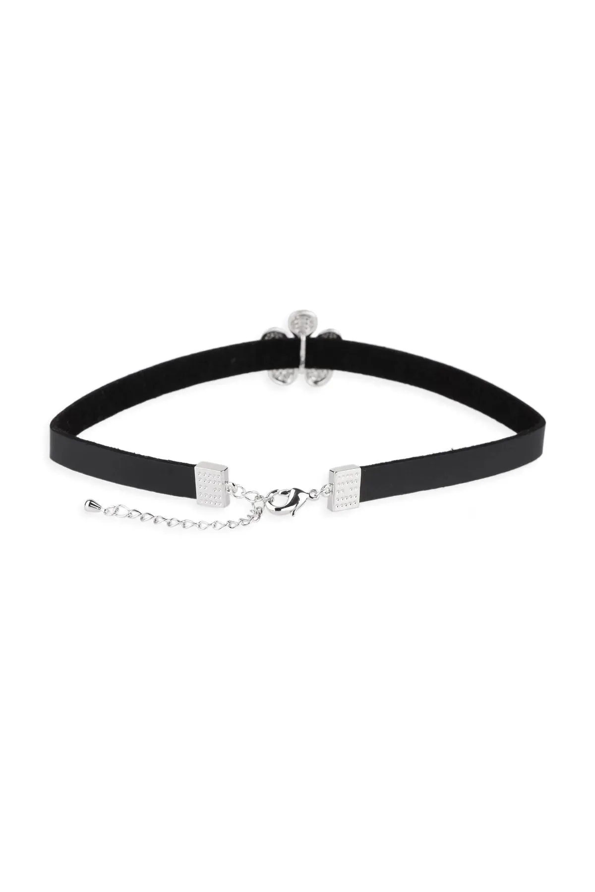 Dainty Crystal Flower Charm Choker Necklace