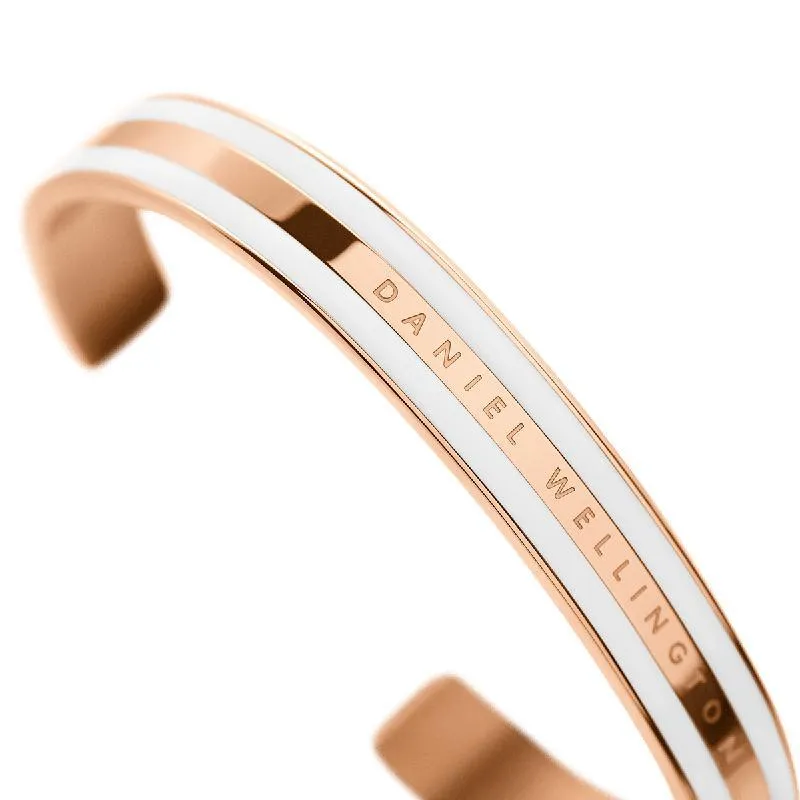 Daniel Wellington Emalie Cuff Bangle Satin White Rose Gold