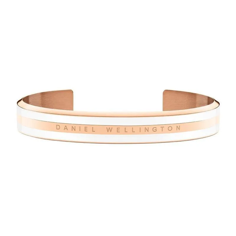 Daniel Wellington Emalie Cuff Bangle Satin White Rose Gold