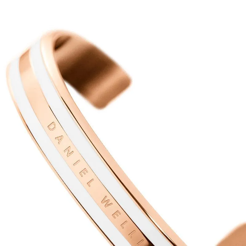 Daniel Wellington Emalie Cuff Bangle Satin White Rose Gold