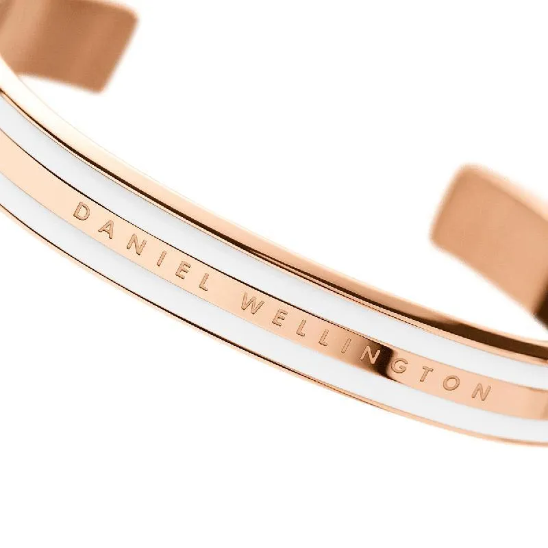 Daniel Wellington Emalie Cuff Bangle Satin White Rose Gold