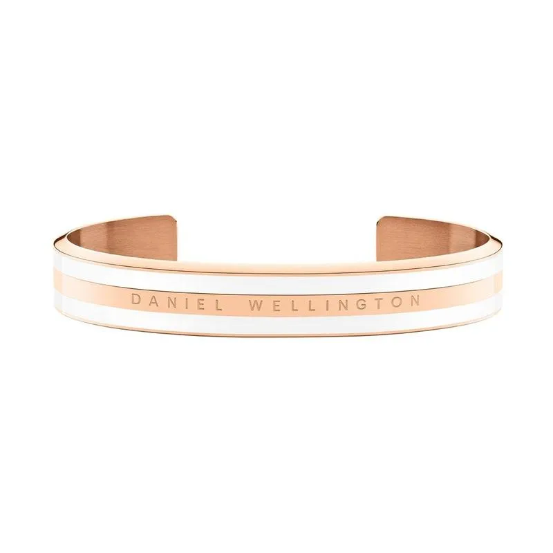 Daniel Wellington Emalie Cuff Bangle Satin White Rose Gold